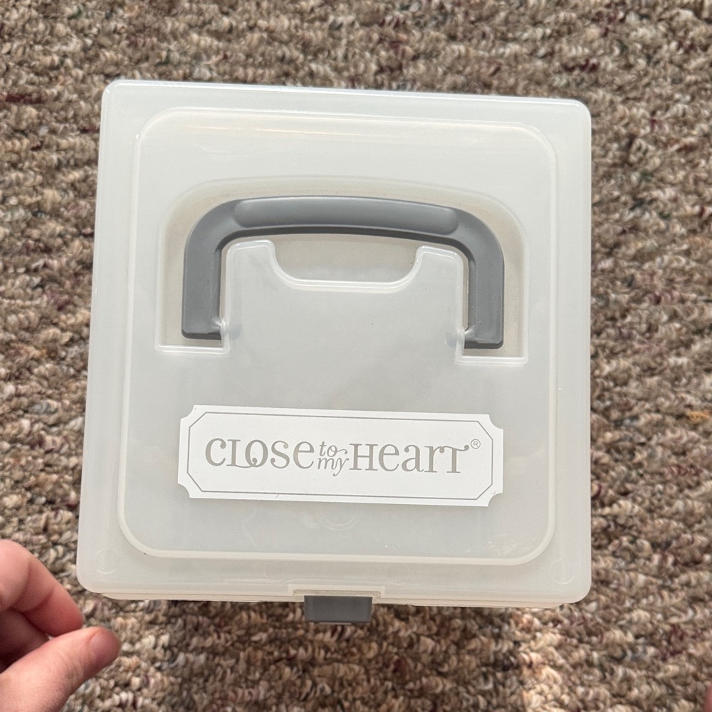 Close to My Heart White Plastic Storage Case with Gray Handle